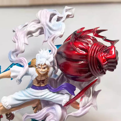 Anime One Piece Nika Monkey Luffy Gear 5th Hold Lightning Big Fist Statue Figur