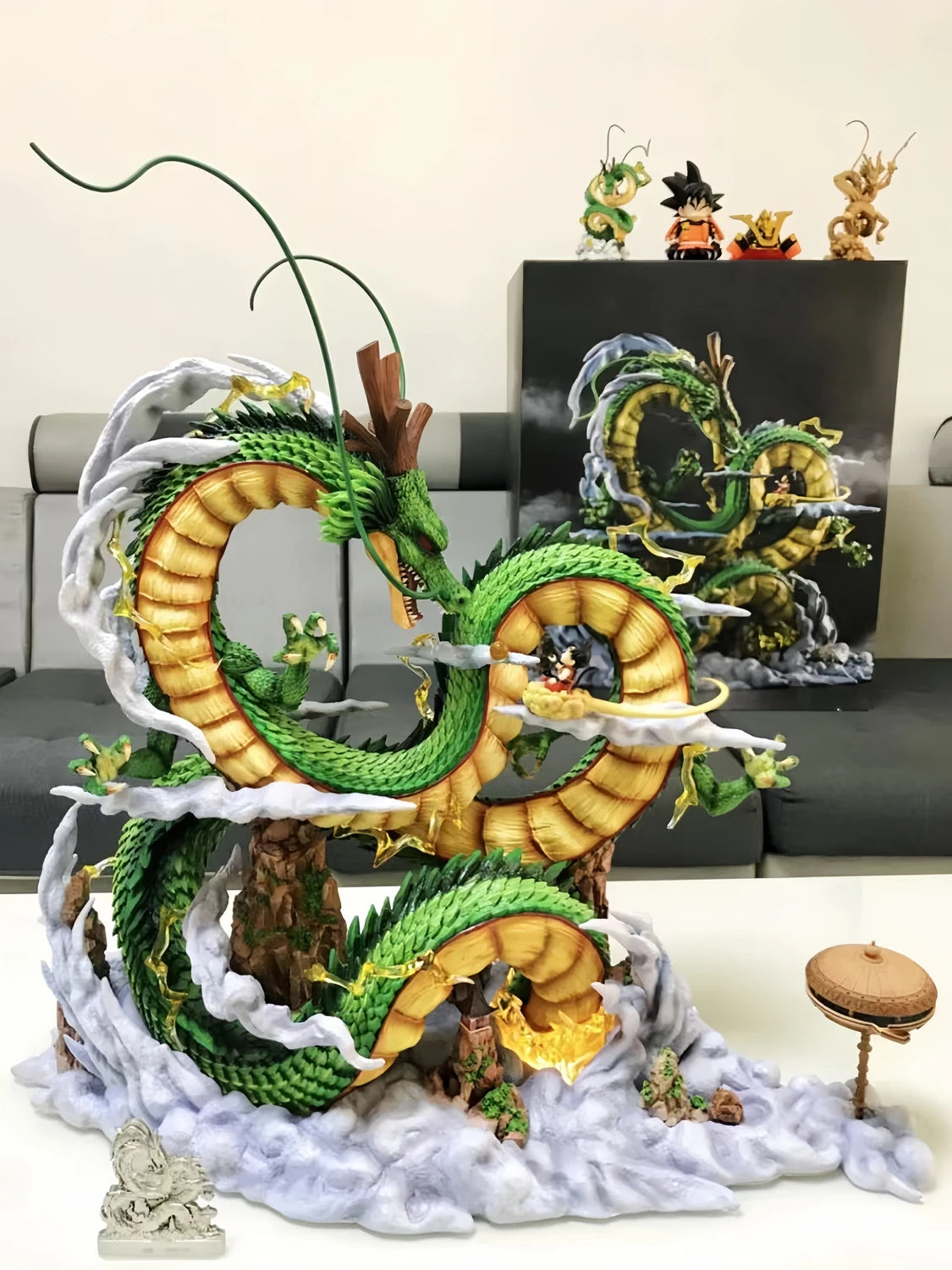 Dragon and Goku [Japanese Version] Fully Painted Dragon Ball GK Handmade Statue Model Surrounding Table Set Asai