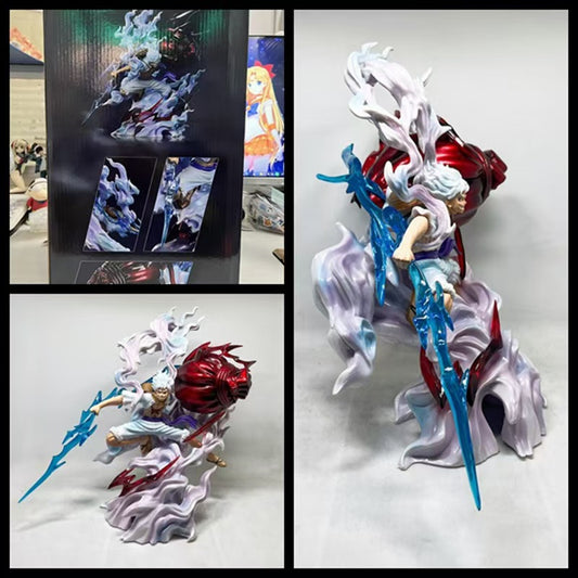 Anime One Piece Nika Monkey Luffy Gear 5th Hold Lightning Big Fist Statue Figur