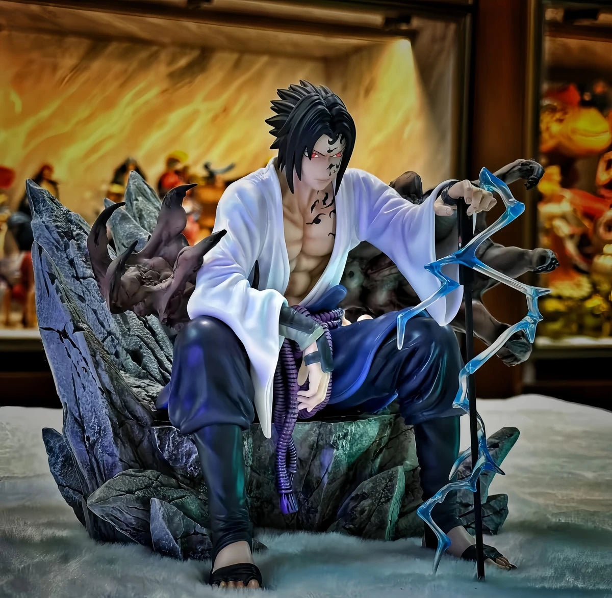Sitting posture Sasuke Naruto anime peripheral figurines