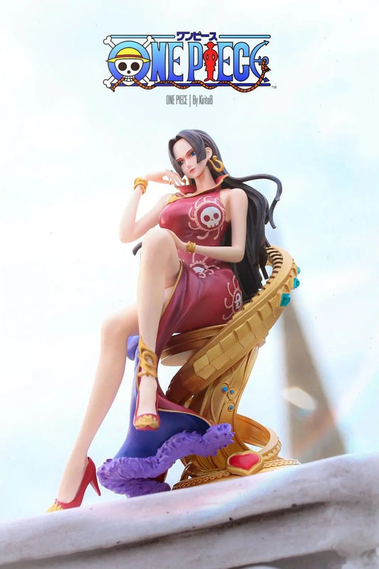 One Piece Boa Hancock Seven Warlords Empress 1/7 Scale Sitting Throne Figure - Handmade Hand-Painted PVC Statue with Detachable Base - Collectible Anime Decoration