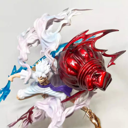 Anime One Piece Nika Monkey Luffy Gear 5th Hold Lightning Big Fist Statue Figur