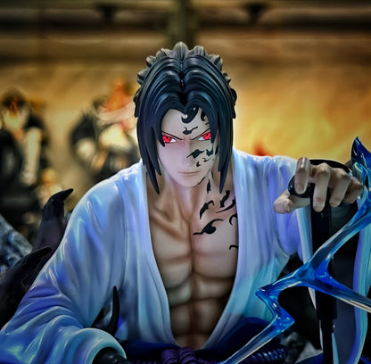 Sitting posture Sasuke Naruto anime peripheral figurines