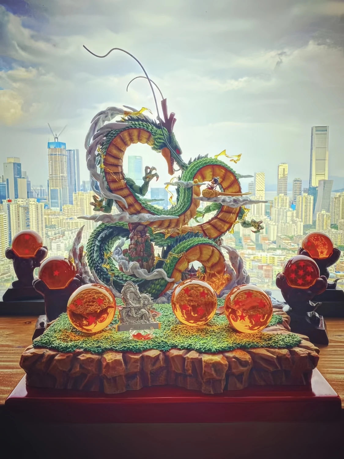 Dragon and Goku [Japanese Version] Fully Painted Dragon Ball GK Handmade Statue Model Surrounding Table Set Asai