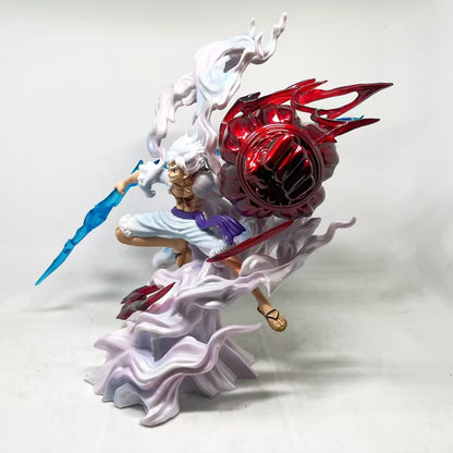 Anime One Piece Nika Monkey Luffy Gear 5th Hold Lightning Big Fist Statue Figur