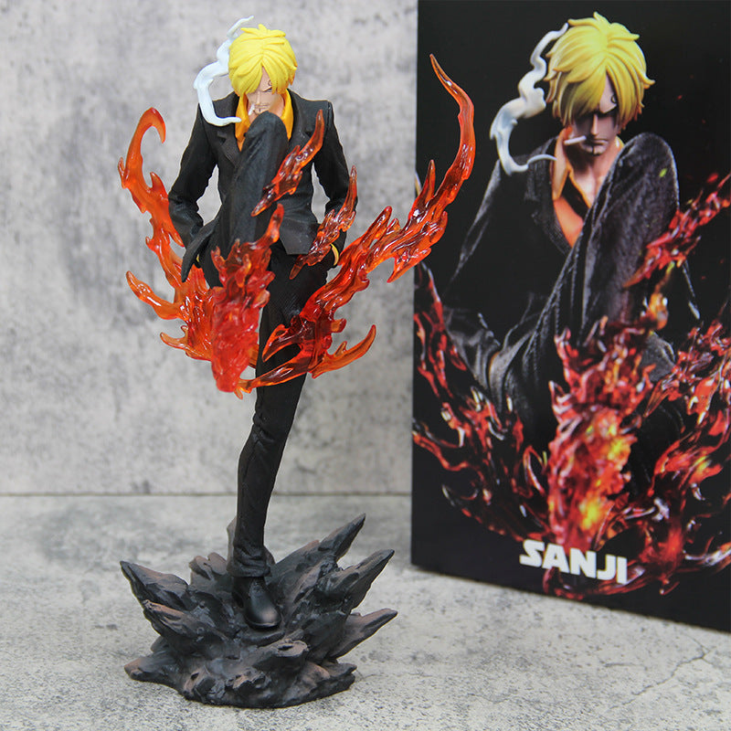 One Piece figurine, demon god Yamaharu standing posture, flame demon kicking model statue ornament