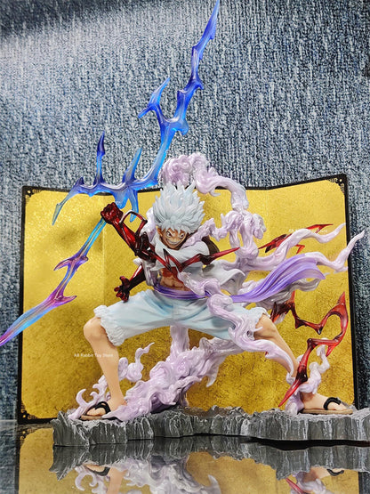 One Piece Nika Luffy Figure Luffy Sun God Gear 5 With Light Ball 28cm Action Figurine PVC Statue Model Collection Decora Toy Gif