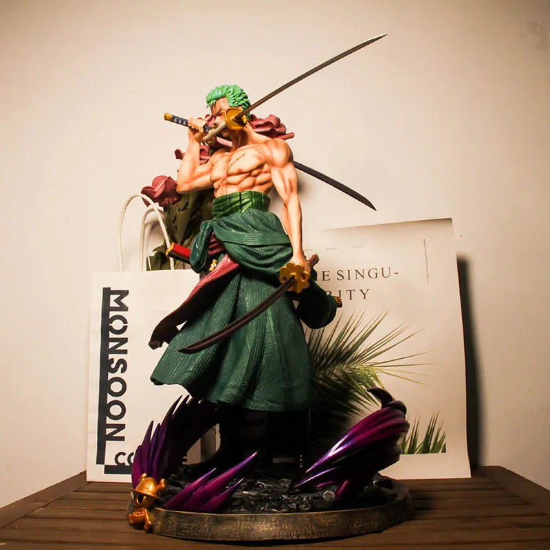 One Piece Handheld Solon Double Headed Carving Three Blade Flow Statue Large Model Ornament